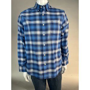 St Johns Bay Blue Plaid Button Down Shirt Size M Blue 60% Cotton 40% Polyester